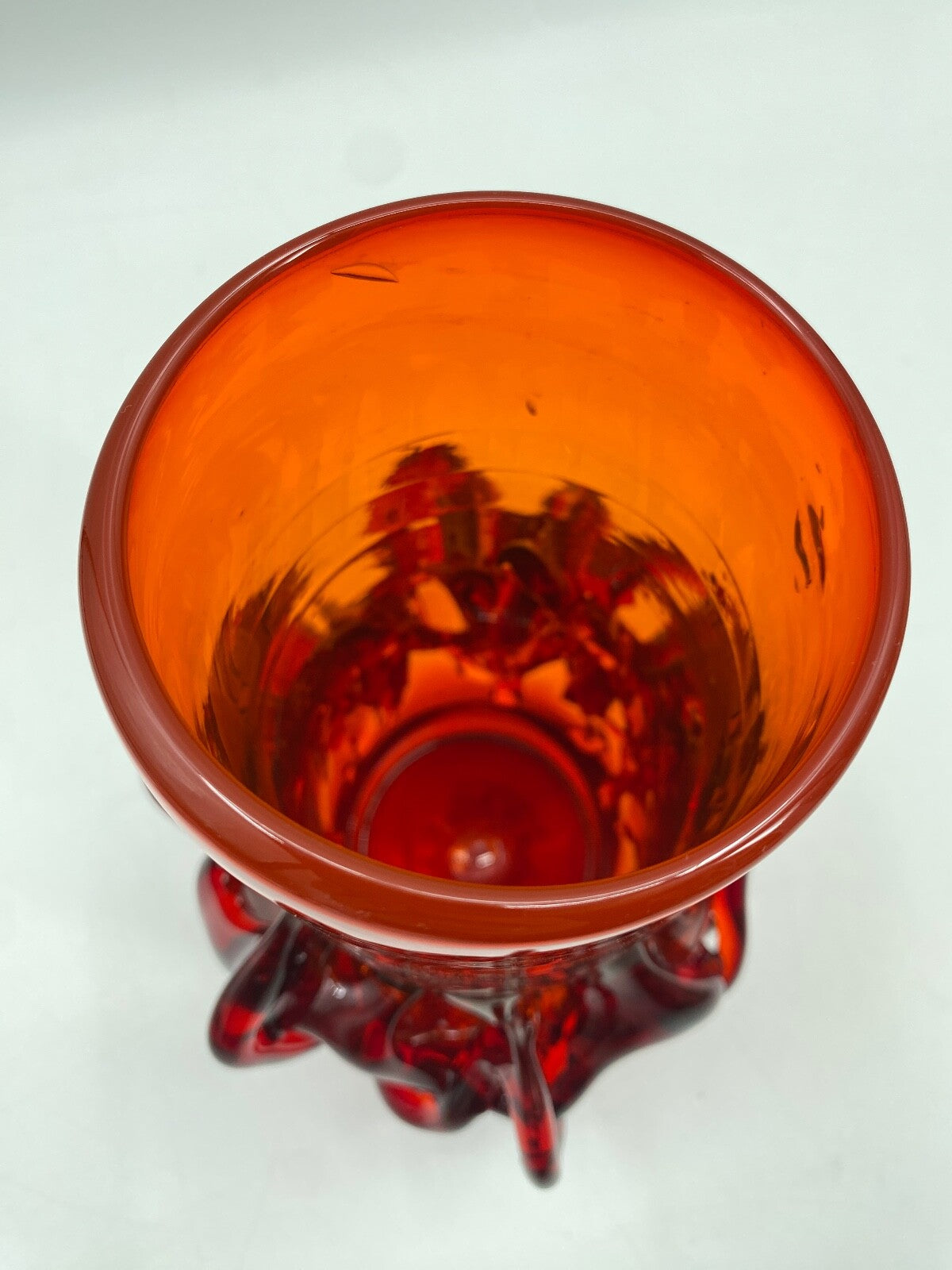 * VASE GLASVASE ROT JERZY SLUCZAN ORKUSZ KRAKAU GLASWAREN HANDARBEIT 70 VINTAGE