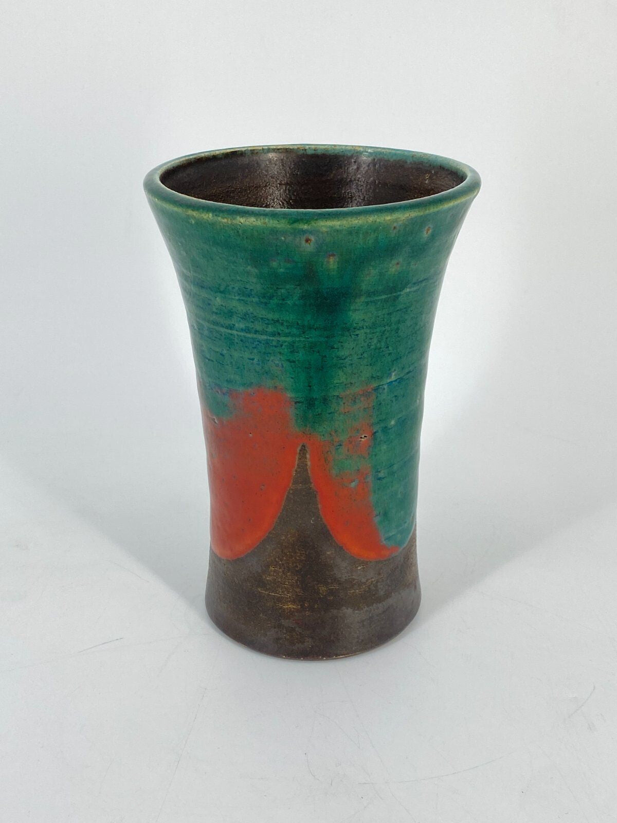 * STUDIOKERAMIK VASE TROMPETEN TRICHTER FORM VINTAGE KERAMIK