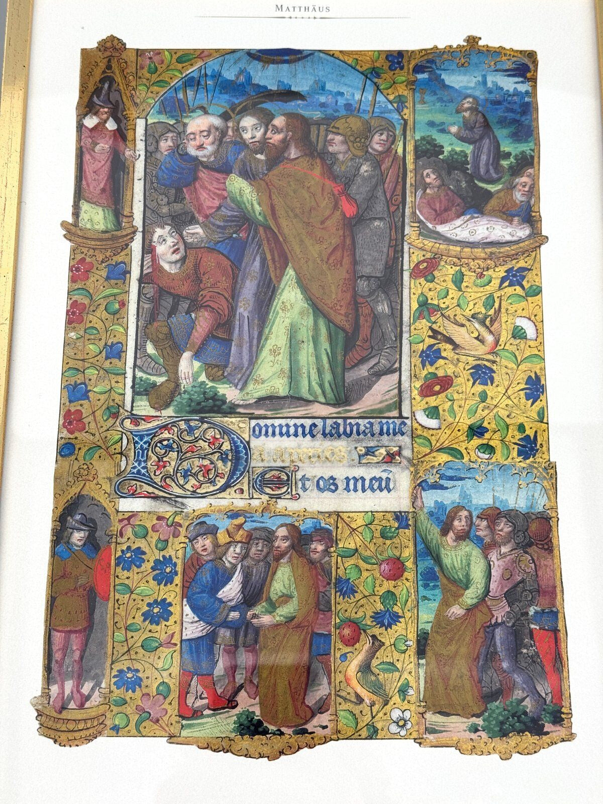 *2x KUNSTDRUCK BIBEL SCHÖPFUNG WELT GOLDFARBIG EVANGELIUM MATTHÄU