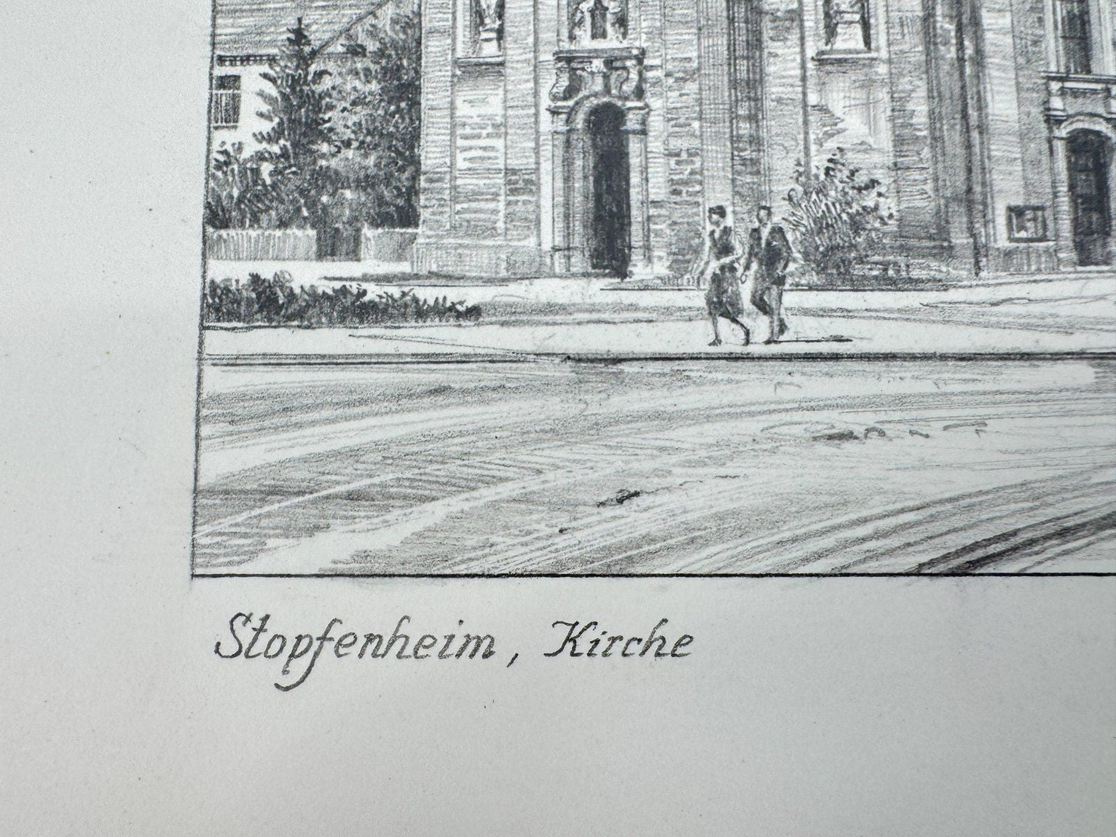 * HEINZ WEHLISCH ZEICHNUNG STOPFENHEIM KIRCHE ST AUGUSTINUS ANSIC