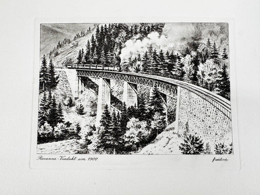 * HEINZ WEHLISCH RADIERUNG RAVENNA VIADUKT UM 1900 ANSICHT