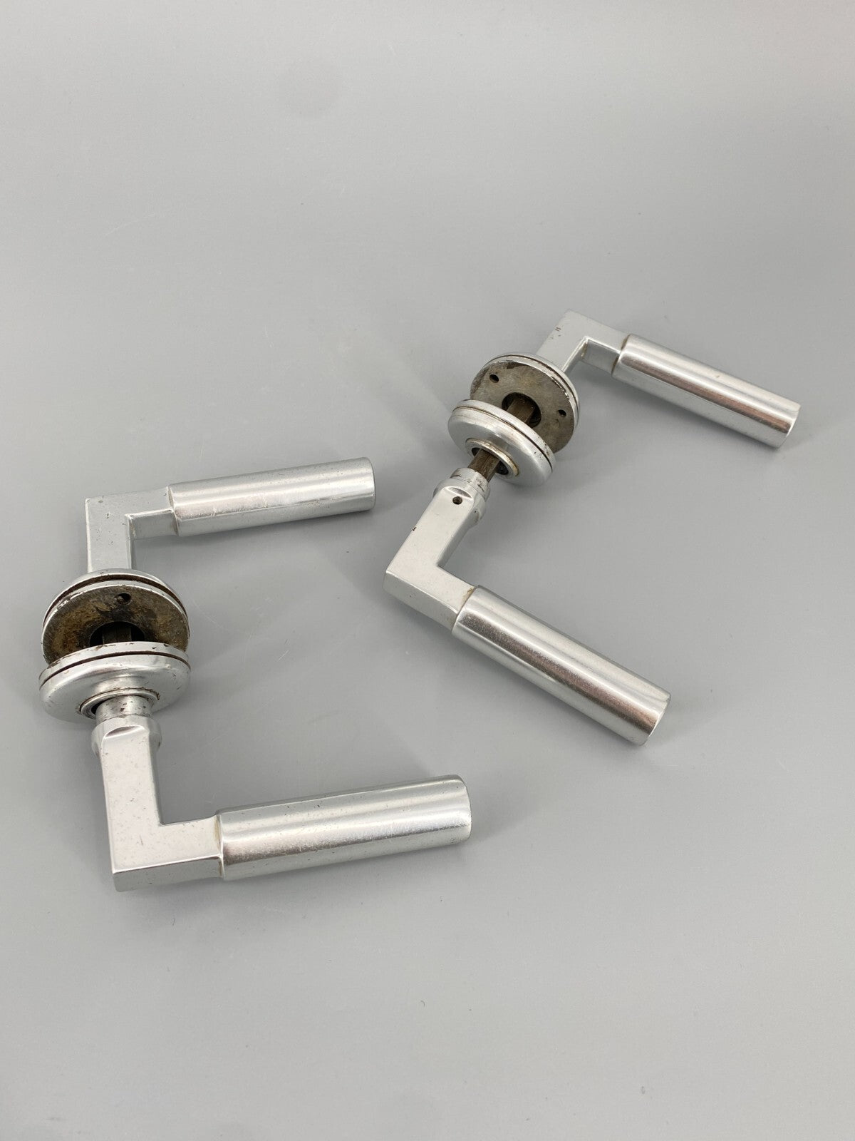 * 2 x TÜRGRIFF TÜRKLINKE DRÜCKER GARNITUR BAUHAUS ALUGUSS ALU VINTAGE