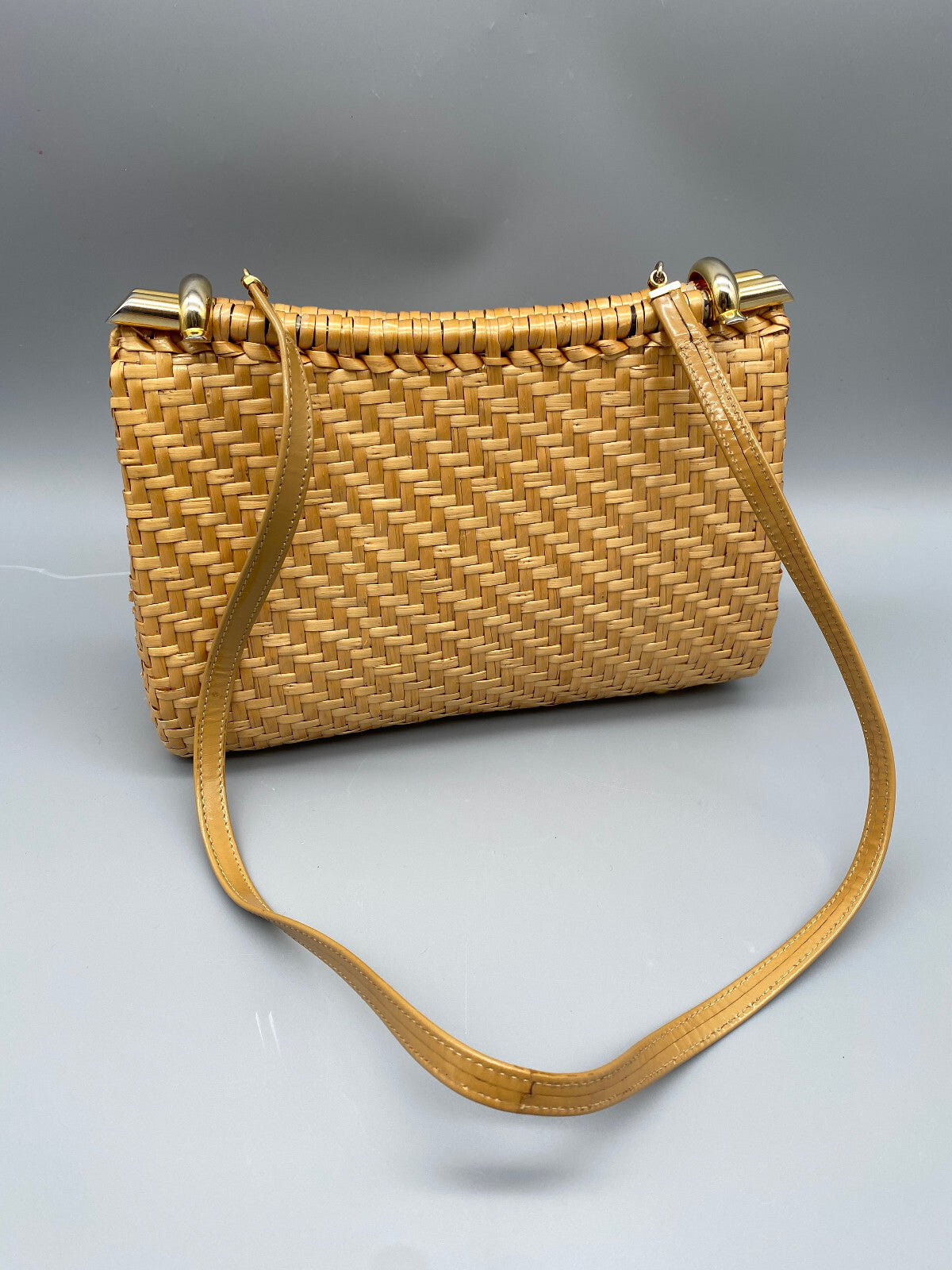RODO DAMEN CLUTCH HANDTASCHE KORBGEFLECHT MADE IN ITALY 70ER JAHRE VINTAGE