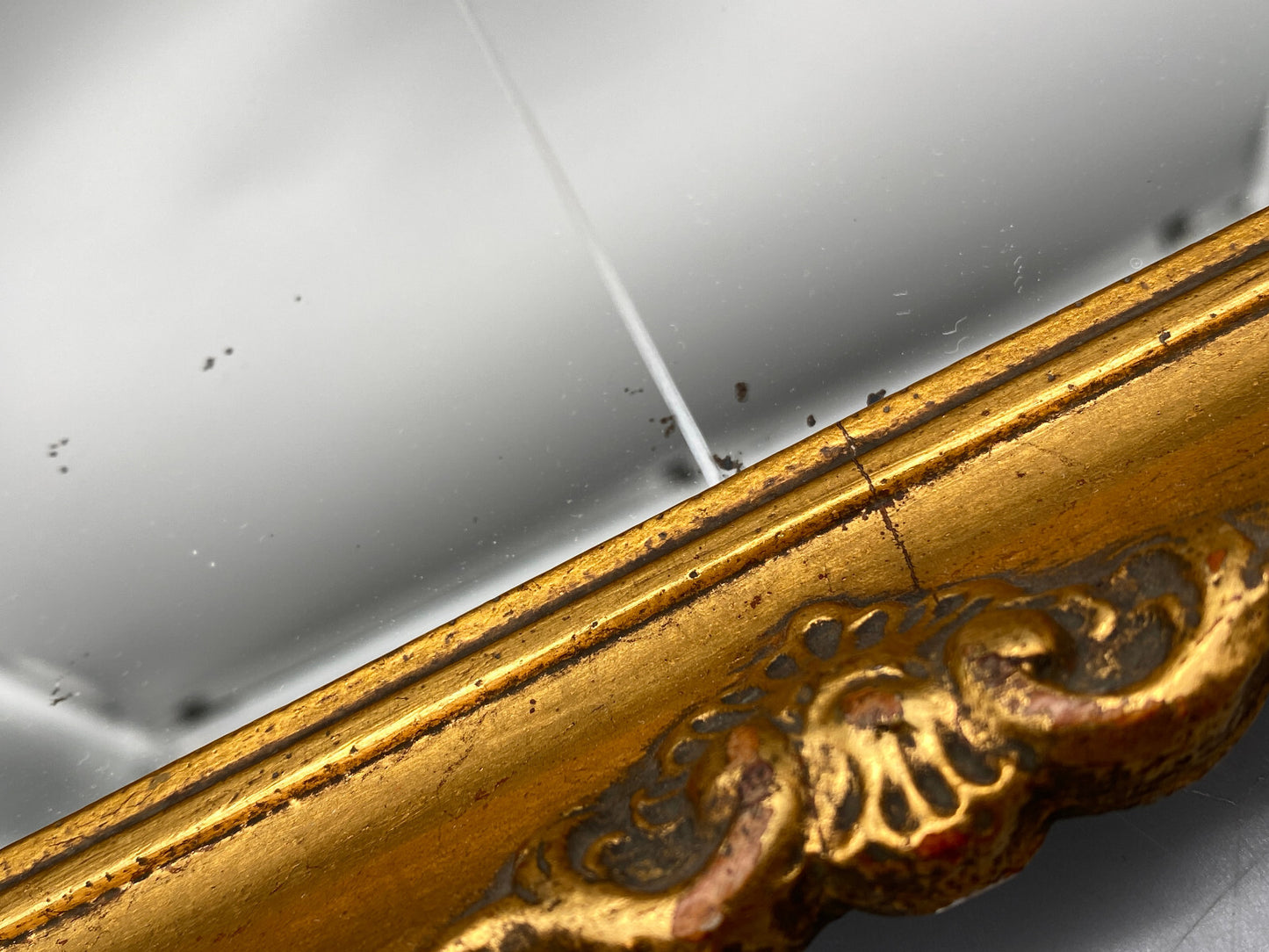 KLEINER BAROCKSPIEGEL STIL MÖBEL GOLD RAHMEN FACETTENSCHLIFF 46x35 cm