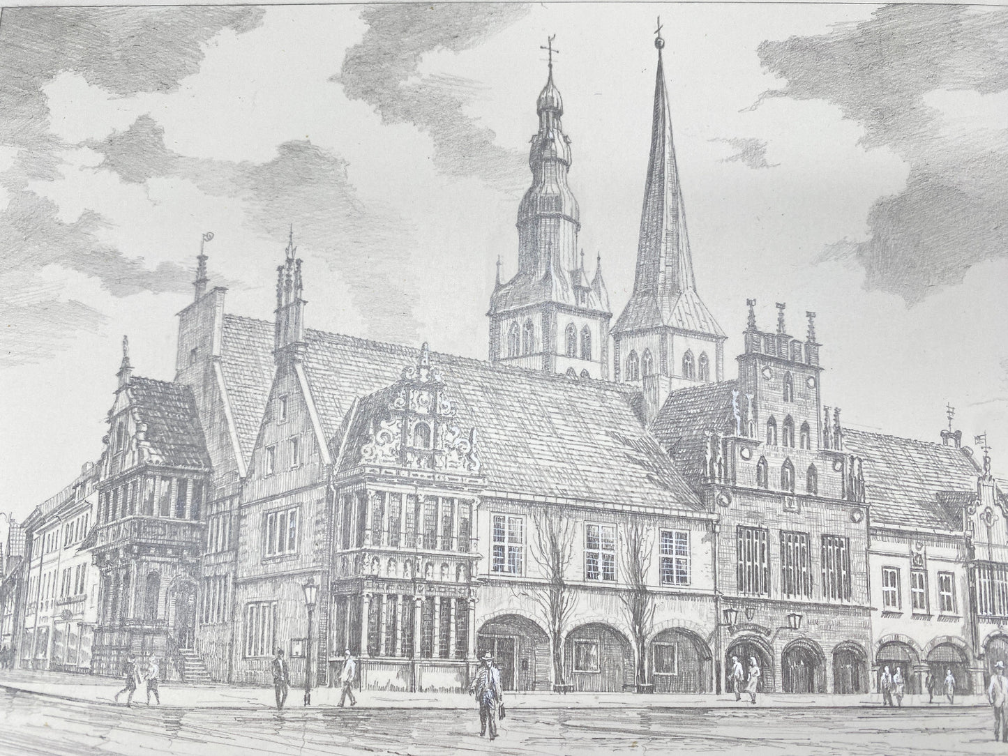 DEUTSCHER KÜNSTLER HEINZ WEHLISCH ZEICHNUNG LEMGO MARKTPLATZ HANDSIGNIERT