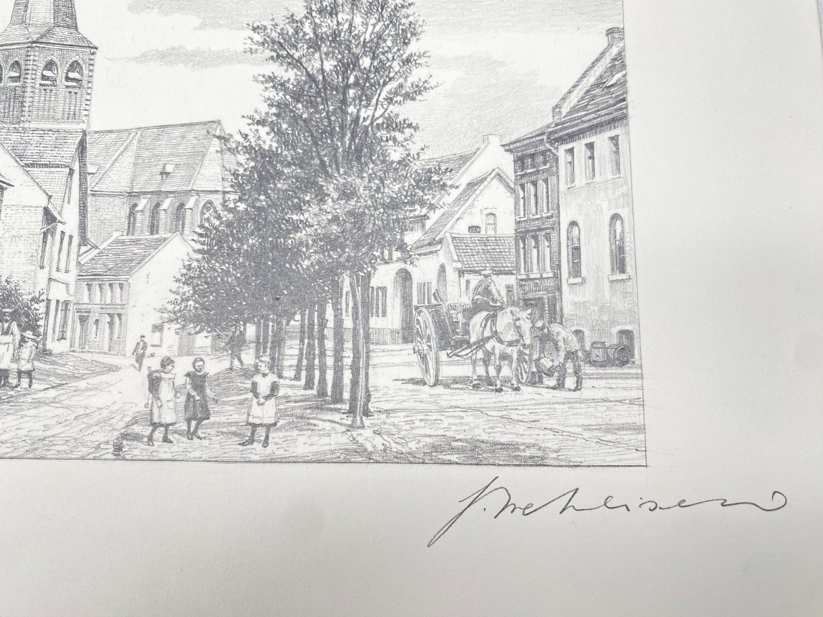HEINZ WEHLISCH ZEICHNUNG ÜBACH OBERSTRAßE HANDSIGNIERT