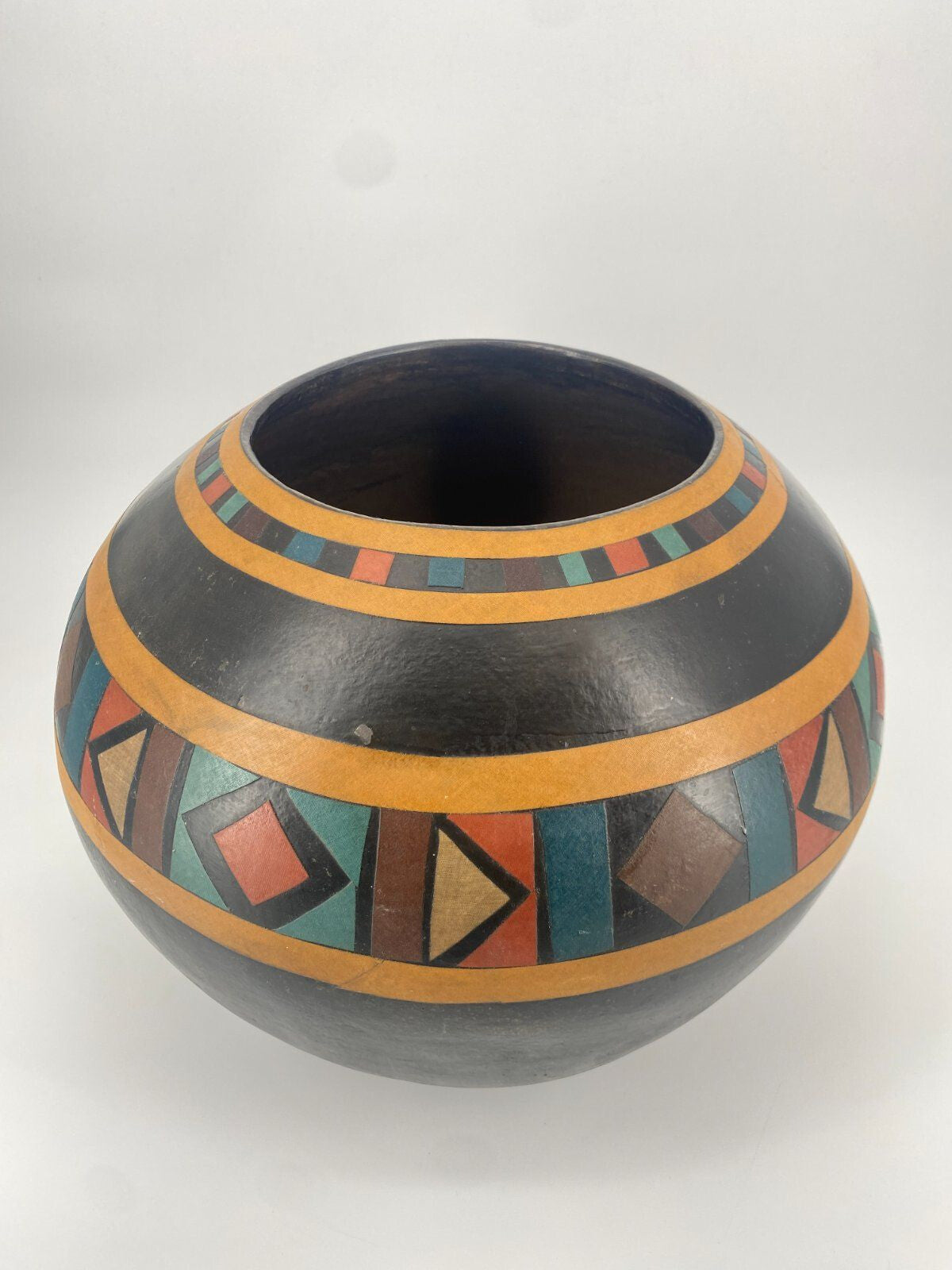 * VASE AFRIKA KERAMIK GROß BODENVASE HANDARBEIT ORNAMENT VINTAGE