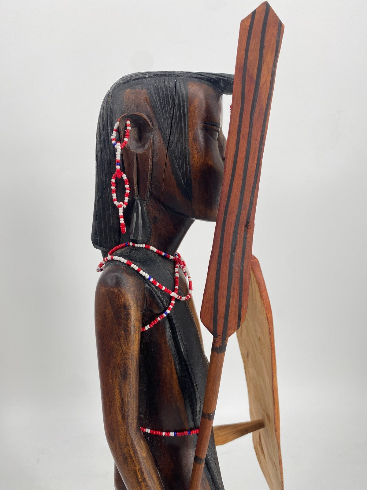 * 2 STK HOLZ FIGUREN MASSAI KENIA AFRIKA MANN FRAU STATUETTE SKULPTUR VINTAGE