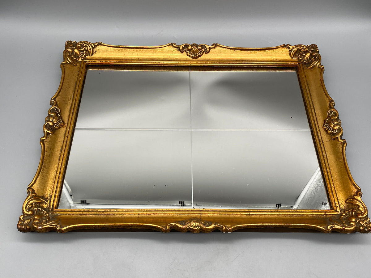 KLEINER BAROCKSPIEGEL STIL MÖBEL GOLD RAHMEN FACETTENSCHLIFF 46x35 cm