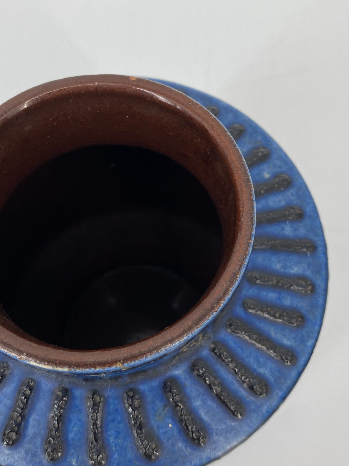 * KERAMIK VASE CARSTENS 1264-16 BLAU SCHWARZ BRAUN 60ER MID CENTURY VINTAGE 15CM