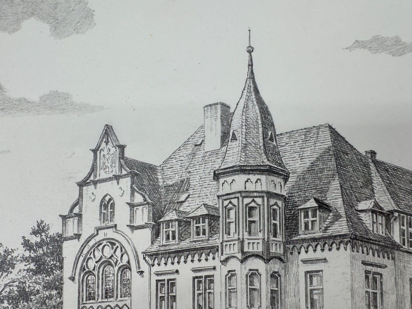 * HEINZ WEHLISCH ZEICHNUNG HAAN RATHAUS UM 1980 SIGNIERT