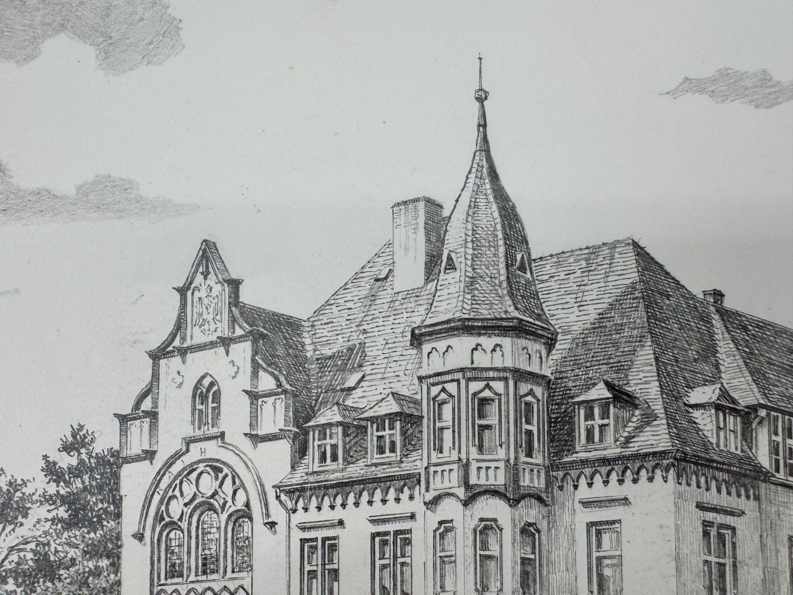 * HEINZ WEHLISCH ZEICHNUNG HAAN RATHAUS UM 1980 SIGNIERT
