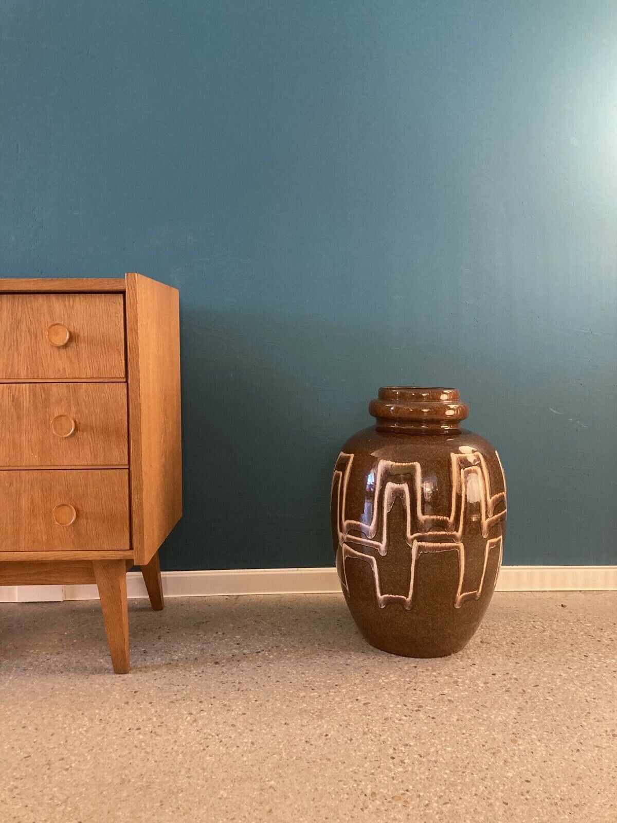 VINTAGE MID CENTURY BODENVASE SCHEURICH 286 51 KERAMIK FAT LAVA