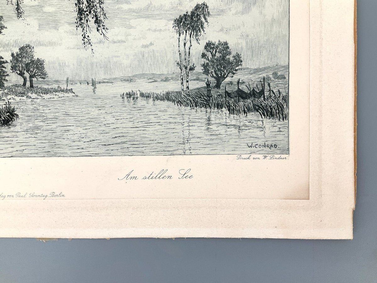 *RADIERUNG W. CONRAD AM STILLEN SEE LANDSCHAFT BERLIN P. SONNTAG