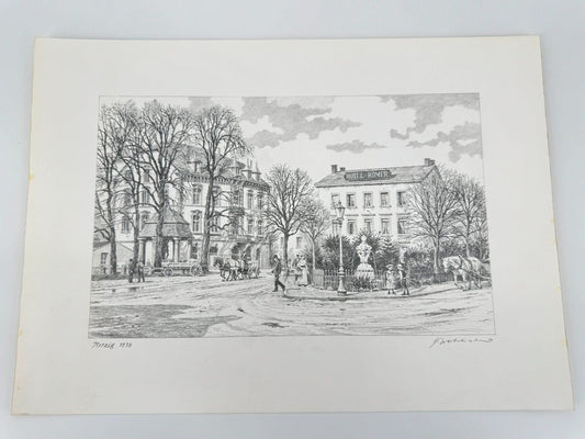 * HEINZ WEHLISCH ZEICHNUNG MERZIG 1898 ANSICHT SIGNIERT