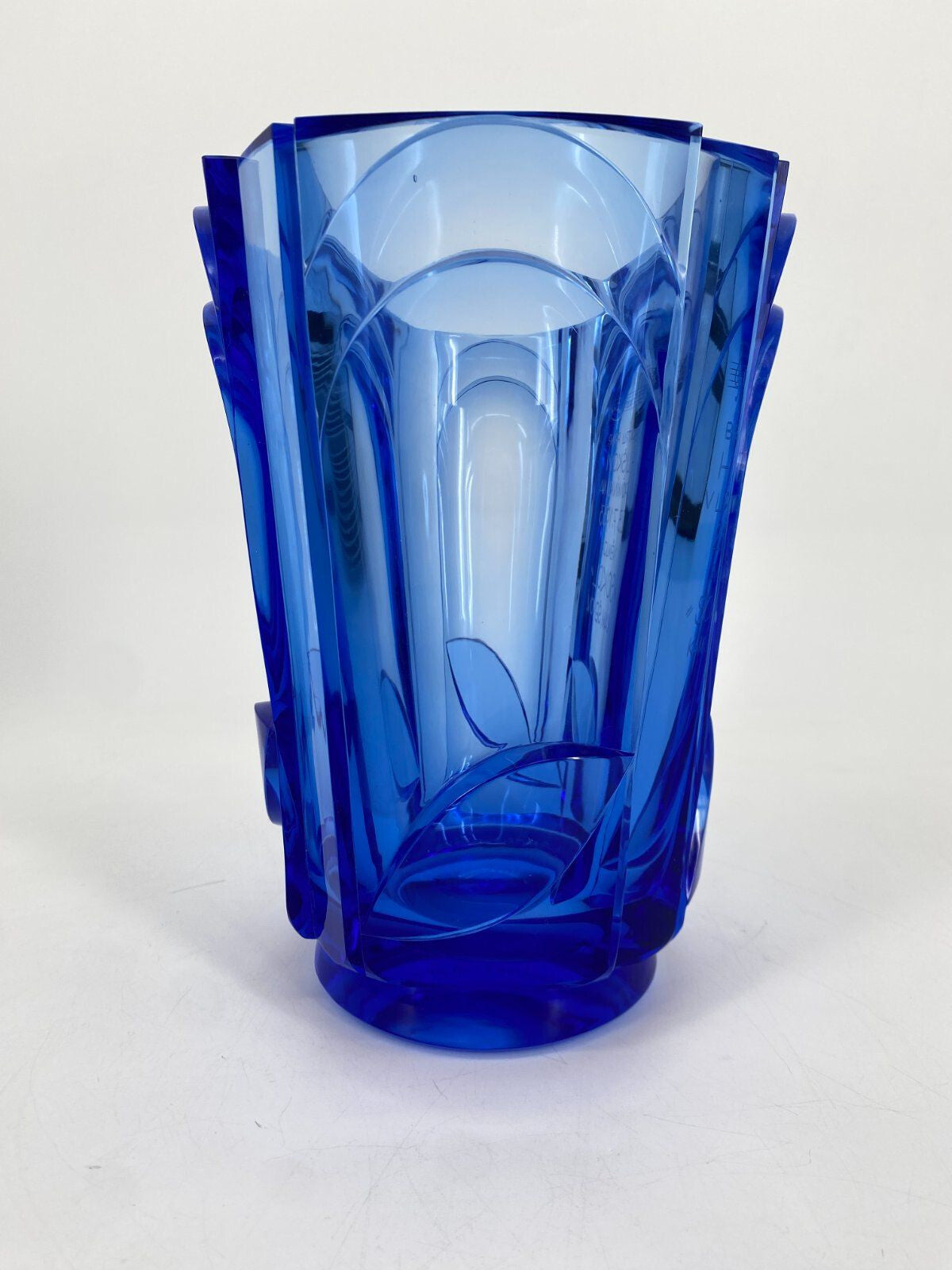 * VASE KRISTALLGLAS ART DECO TSCHECHIEN SOKOL GLAS BLAU