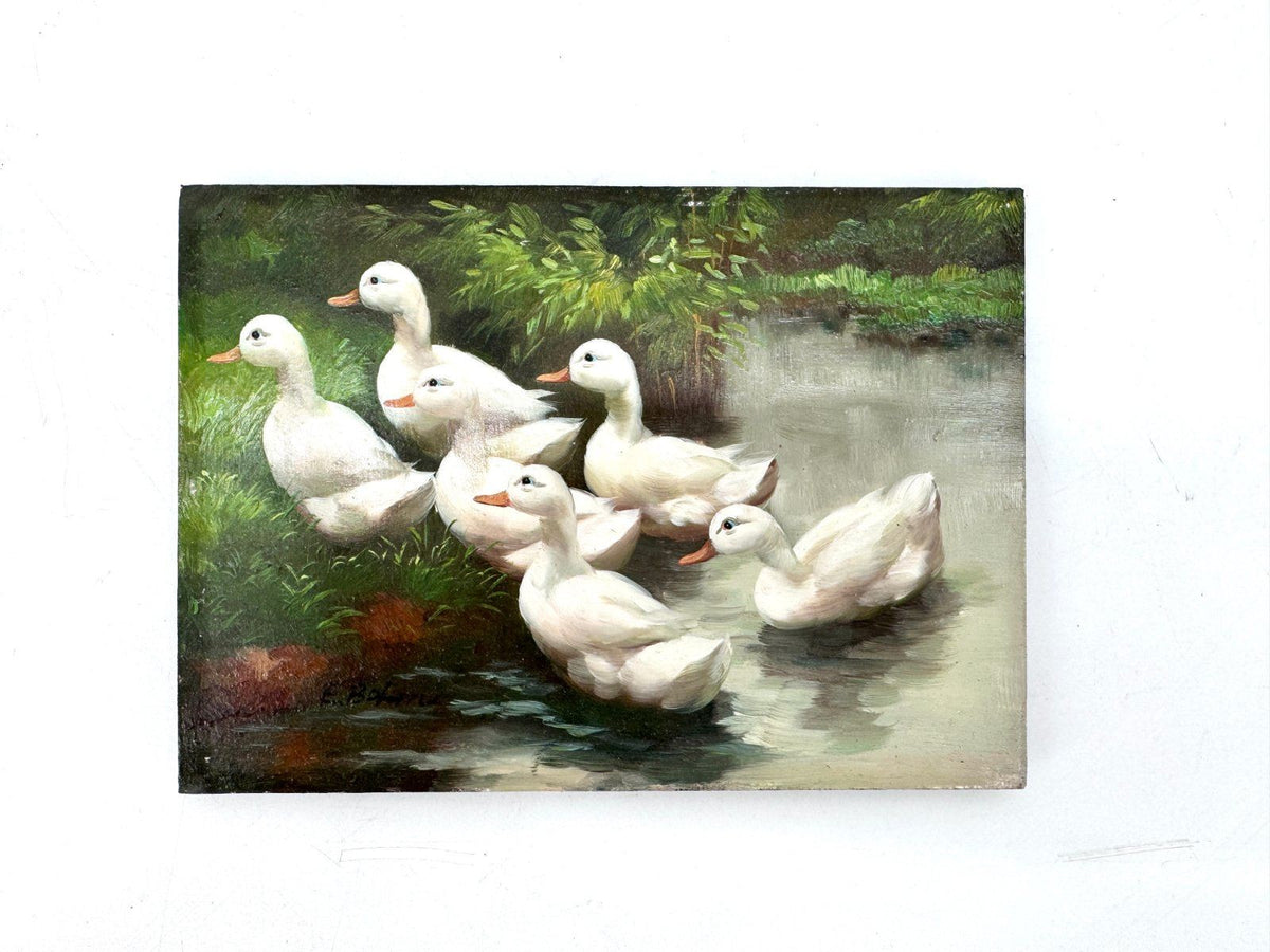 ÖLGEMÄLDE WANDBILD BILD HOLZ EDUARD BOEHM ENTEN 19. JH ALPEN