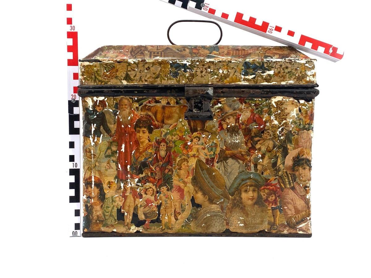 *METALL KISTE BOX BLECH ANTIK VINTAGE GROSS AUFBEWAHRUNG DECOUPAGE COLLAGE