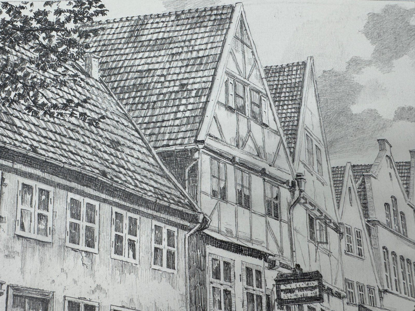 * HEINZ WEHLISCH ZEICHNUNG ITZEHOE SANDBERG UM 1912 ANSICHT