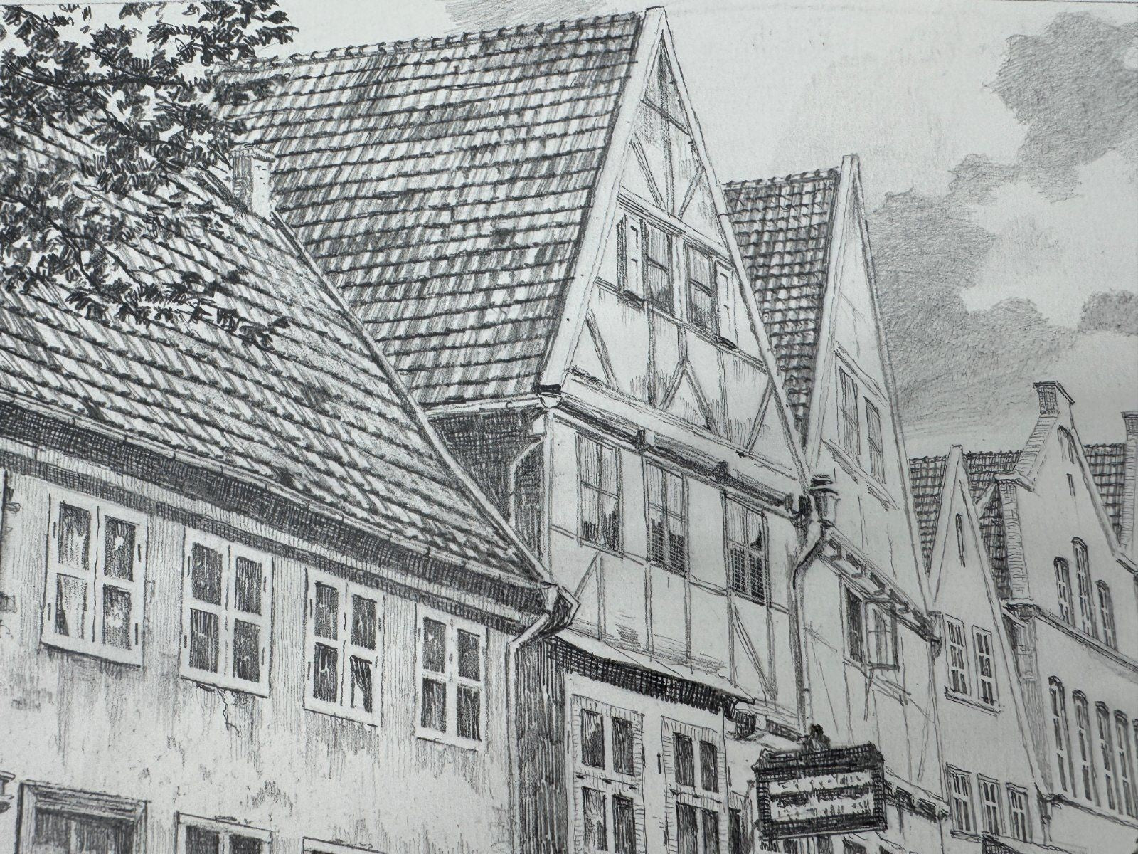 * HEINZ WEHLISCH ZEICHNUNG ITZEHOE SANDBERG UM 1912 ANSICHT