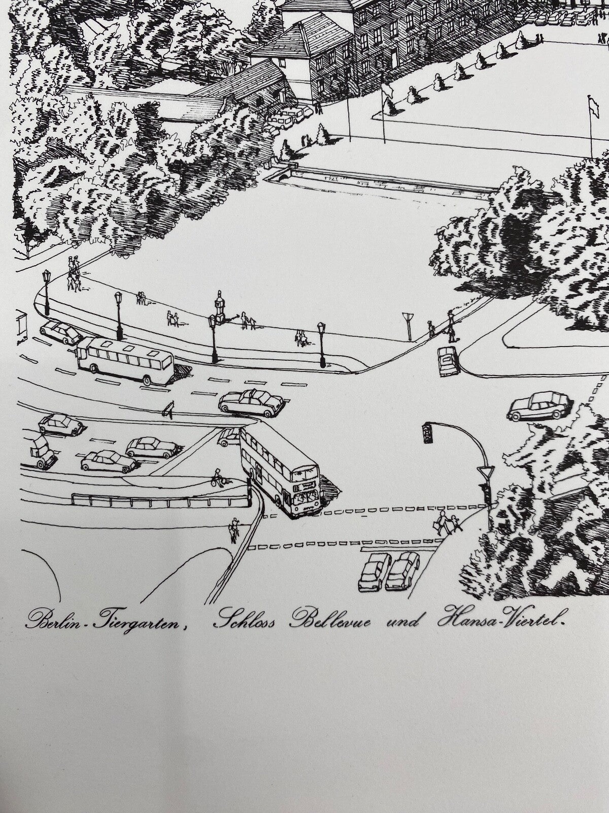 * NIGEL LEACH GRAFIK DRUCK BELLEVUE VOGELPERSPEKTIVE BERLIN HANSAVIERTEL
