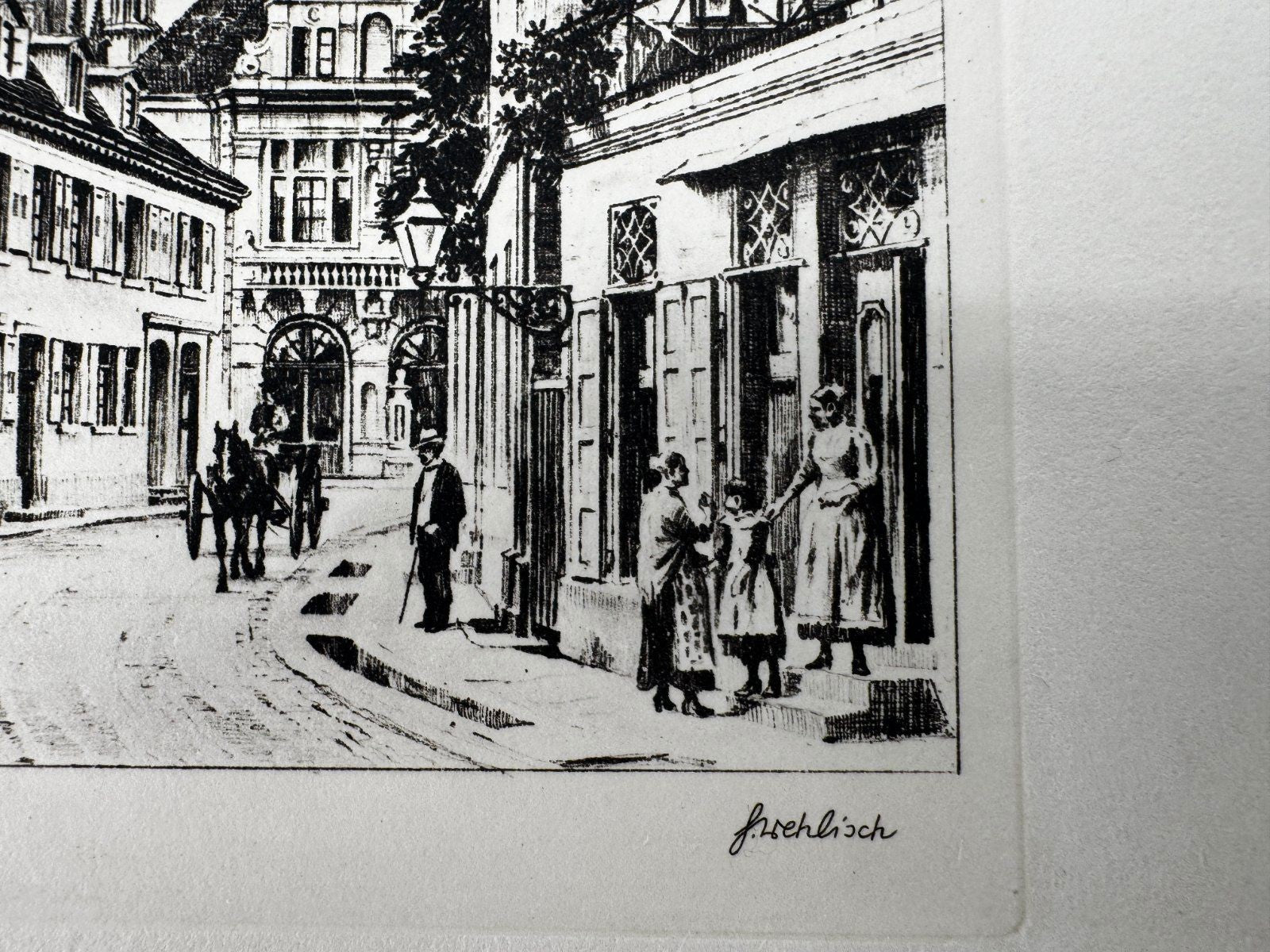 * HEINZ WEHLISCH ORIGINAL RADIERUNG BÜHL SCHWANENSTRASSE UM 1905