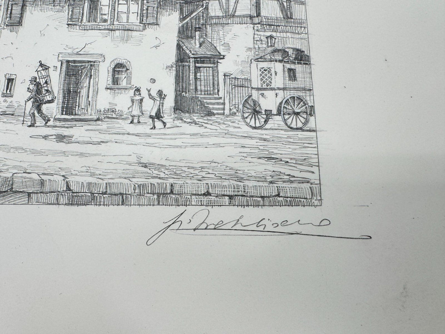* HEINZ WEHLISCH ZEICHNUNG WEINHEIM UM 1880 ANSICHT SIGNIERT