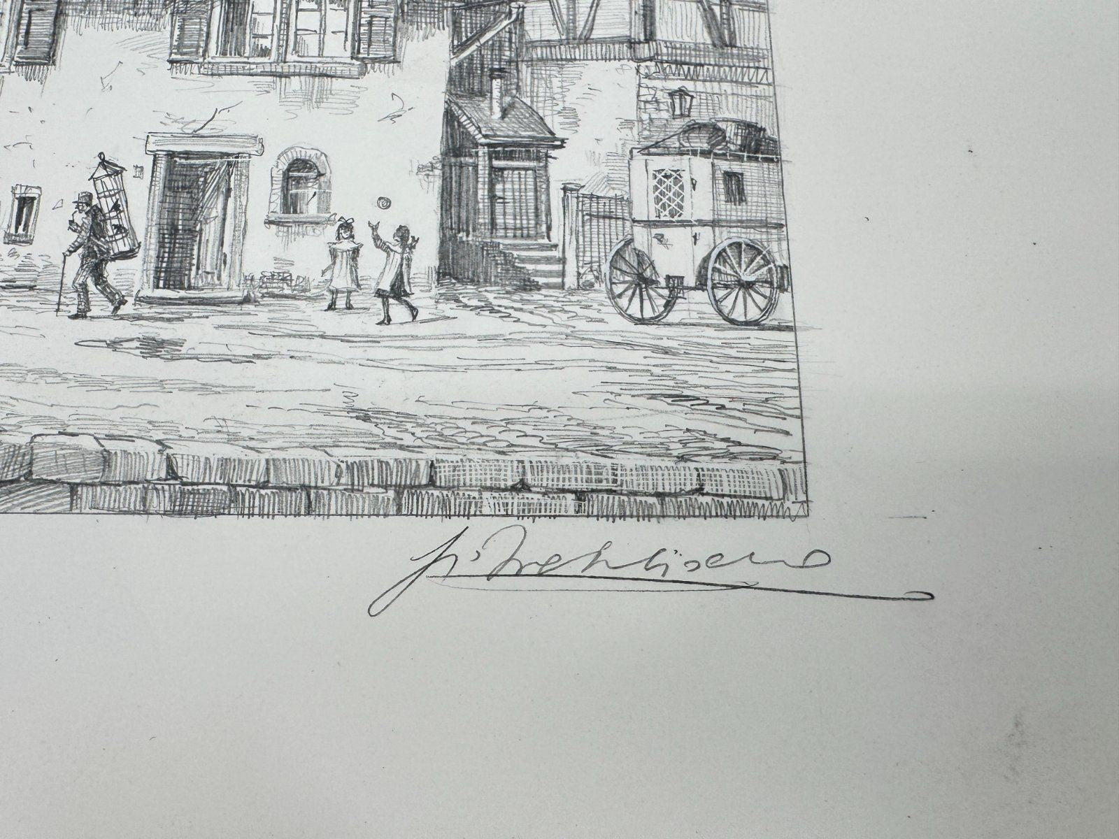 * HEINZ WEHLISCH ZEICHNUNG WEINHEIM UM 1880 ANSICHT SIGNIERT