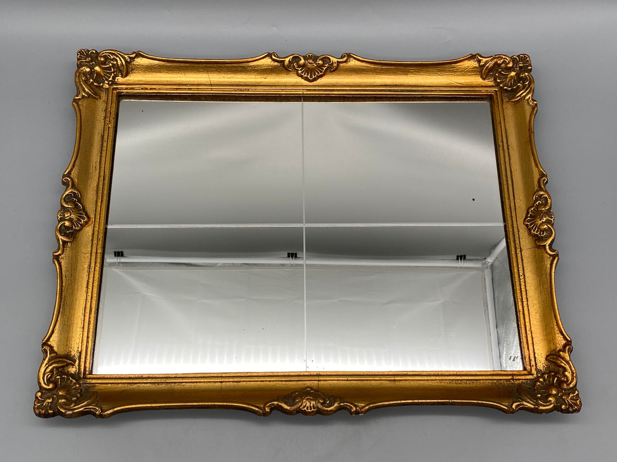 KLEINER BAROCKSPIEGEL STIL MÖBEL GOLD RAHMEN FACETTENSCHLIFF 46x35 cm