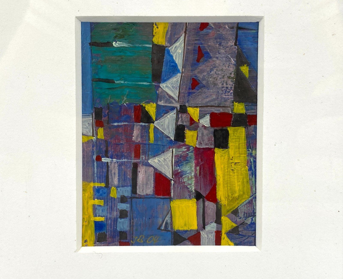 *3x ACRYLGEMÄLDE JB 2004 SIGNIERT METALLFARBEN ABSTRAKT GERAHMT