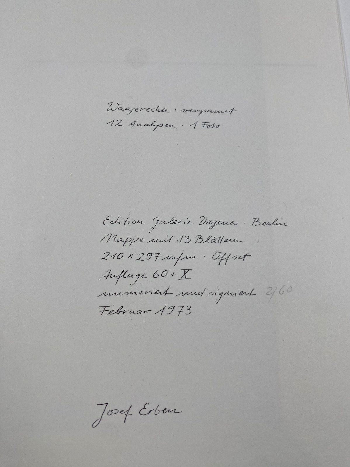* 3x DRUCKGRAFIK MAPPEN JOSEF ERBEN WAAGERECHT OFFSET 1973 MULTIP