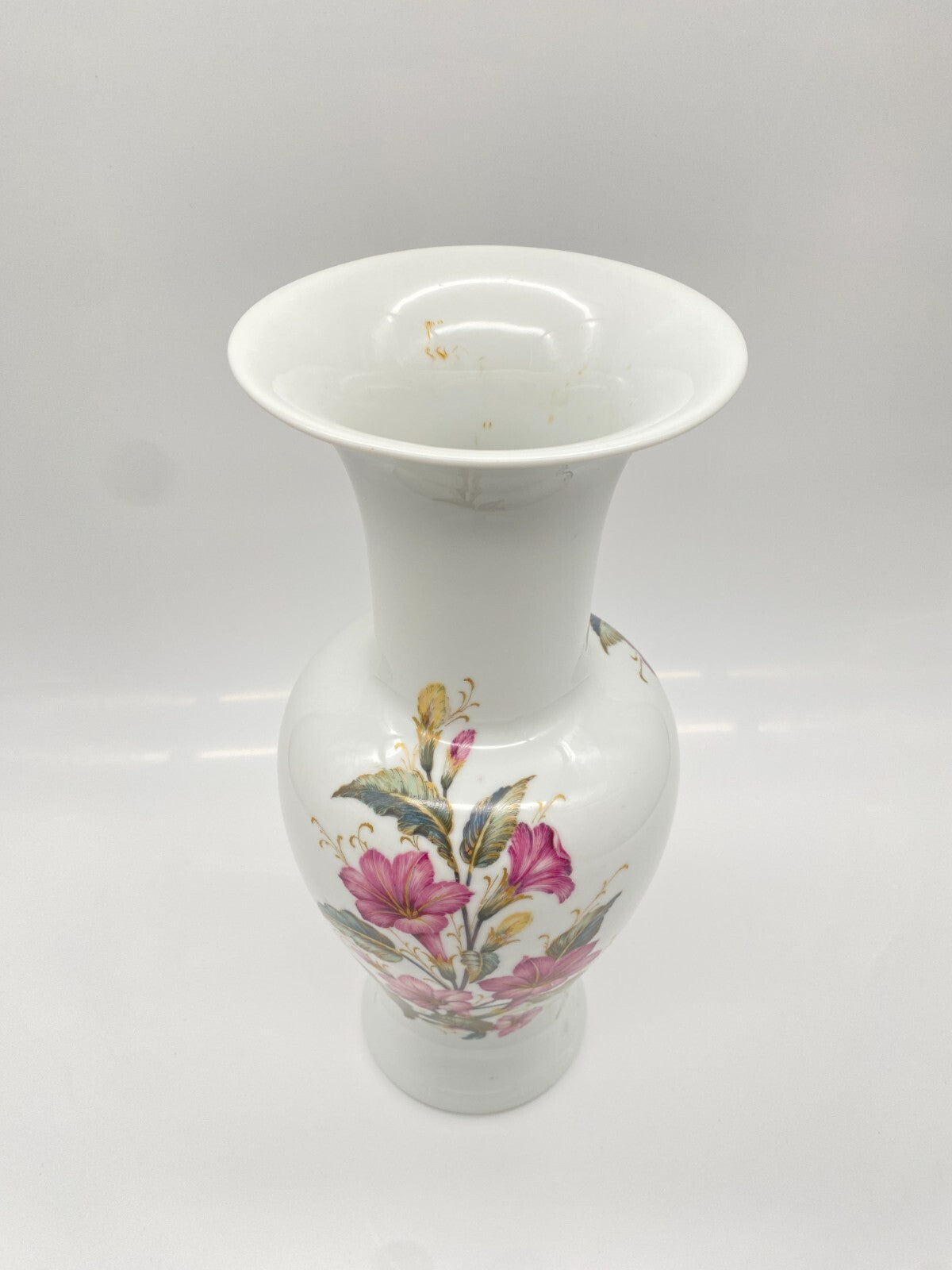 AK KAISER PORZELLAN VASE LILIANE BLUMENDEKOR K NOSSEK HÖHE 34 CM 70ER VINTAGE