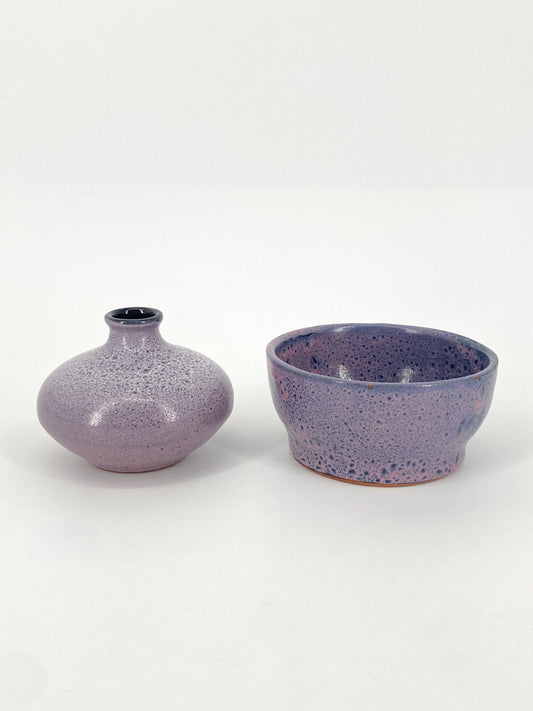 * TÖPFERHOF GRAMANN RÖMHILD STUDIOKERAMIK SET VASE SCHALE  ROSA