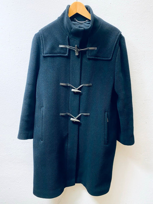 * BURBERRY DUFFLE COAT MANTEL SCHWARZ VINTAGE XS WOLLE