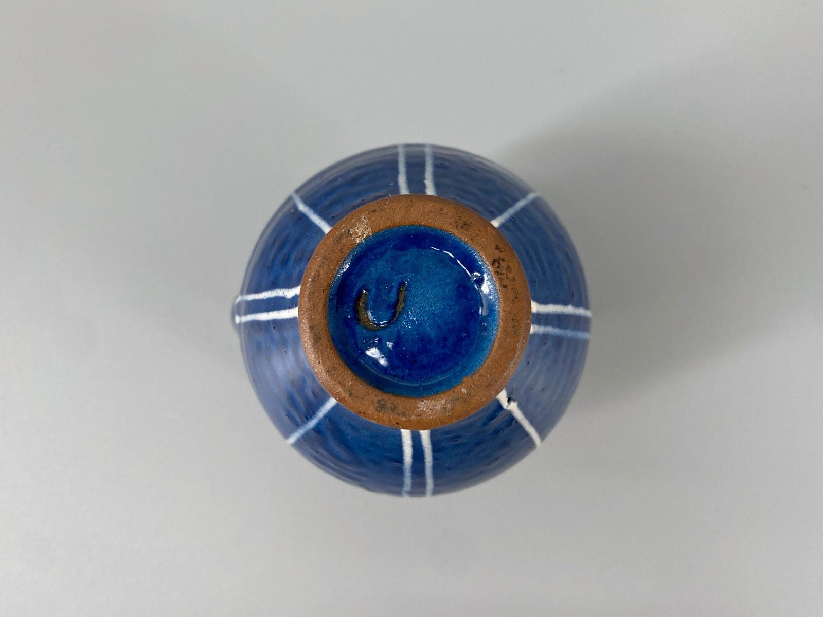 * 3 KLEINE KRÜGE TONKRUG VASE KERAMIK SIENA FISCH BLAU VINTAGE