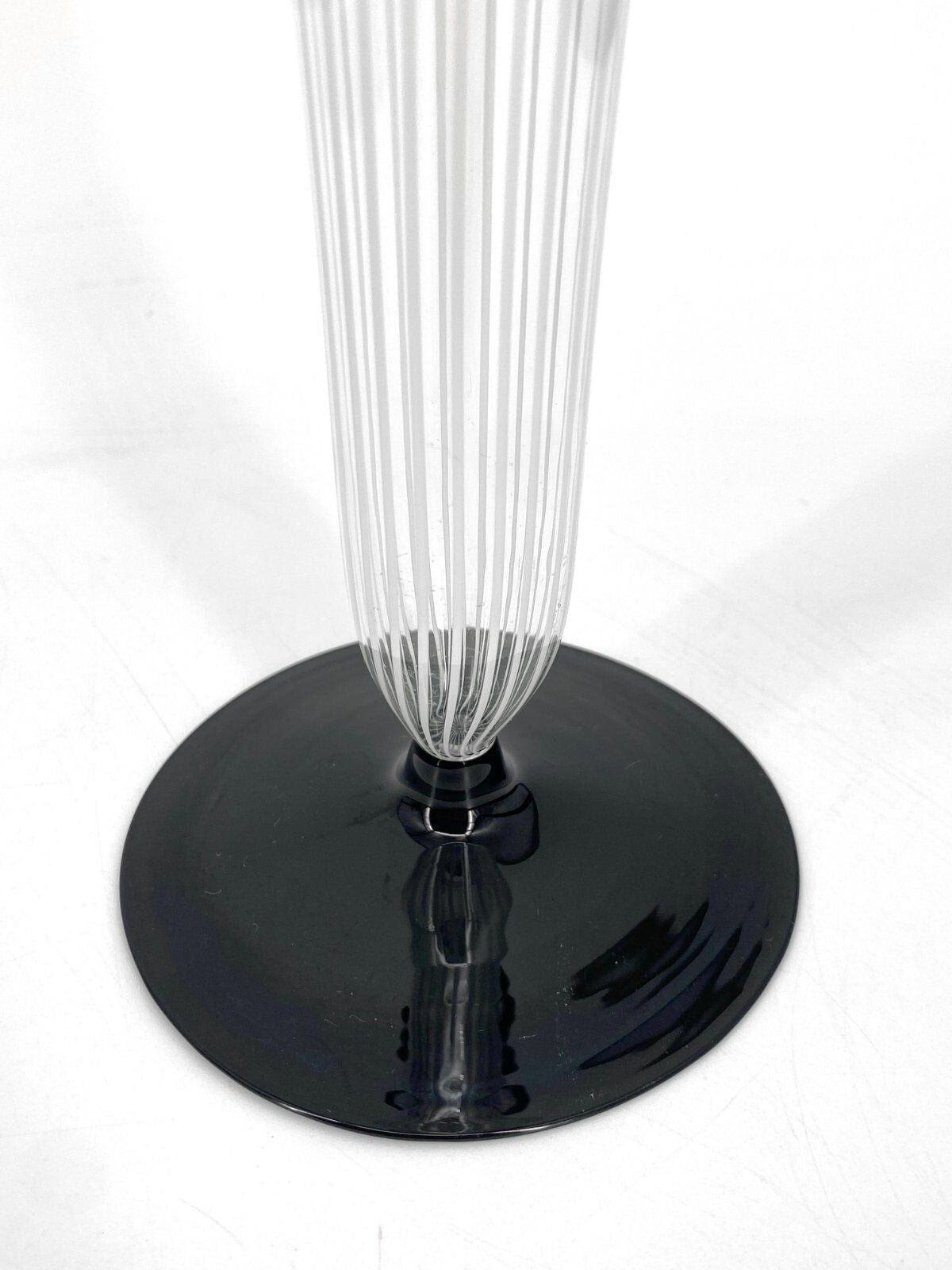 * VASE MURANO GLAS SCHWARZ WEIß VINTAGE MID CENTURY 50ER 60ER
