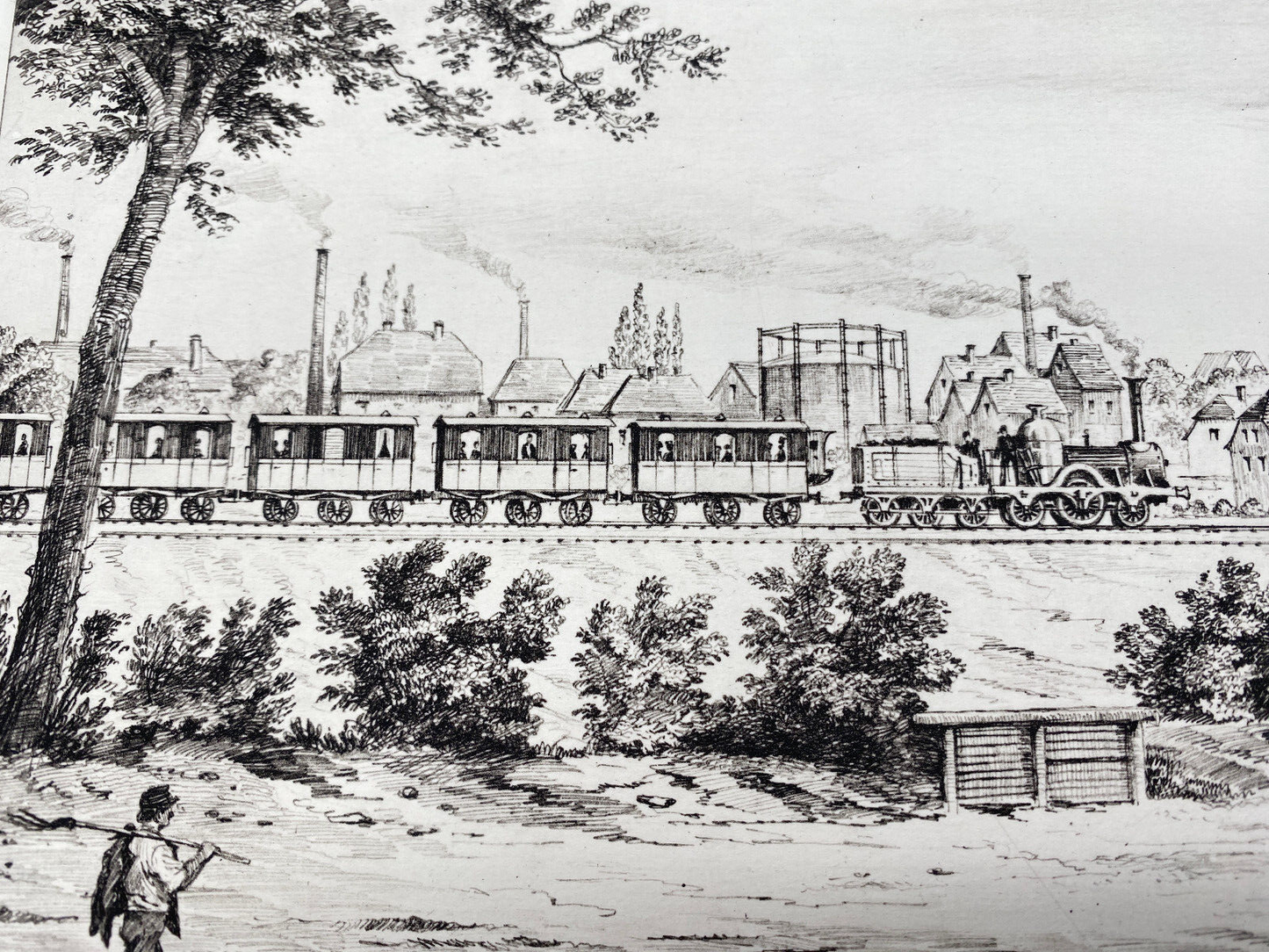 DEUTSCHER KÜNSTLER HEINZ WEHLISCH RADIERUNG  NEUMÜNSTER UM 1865