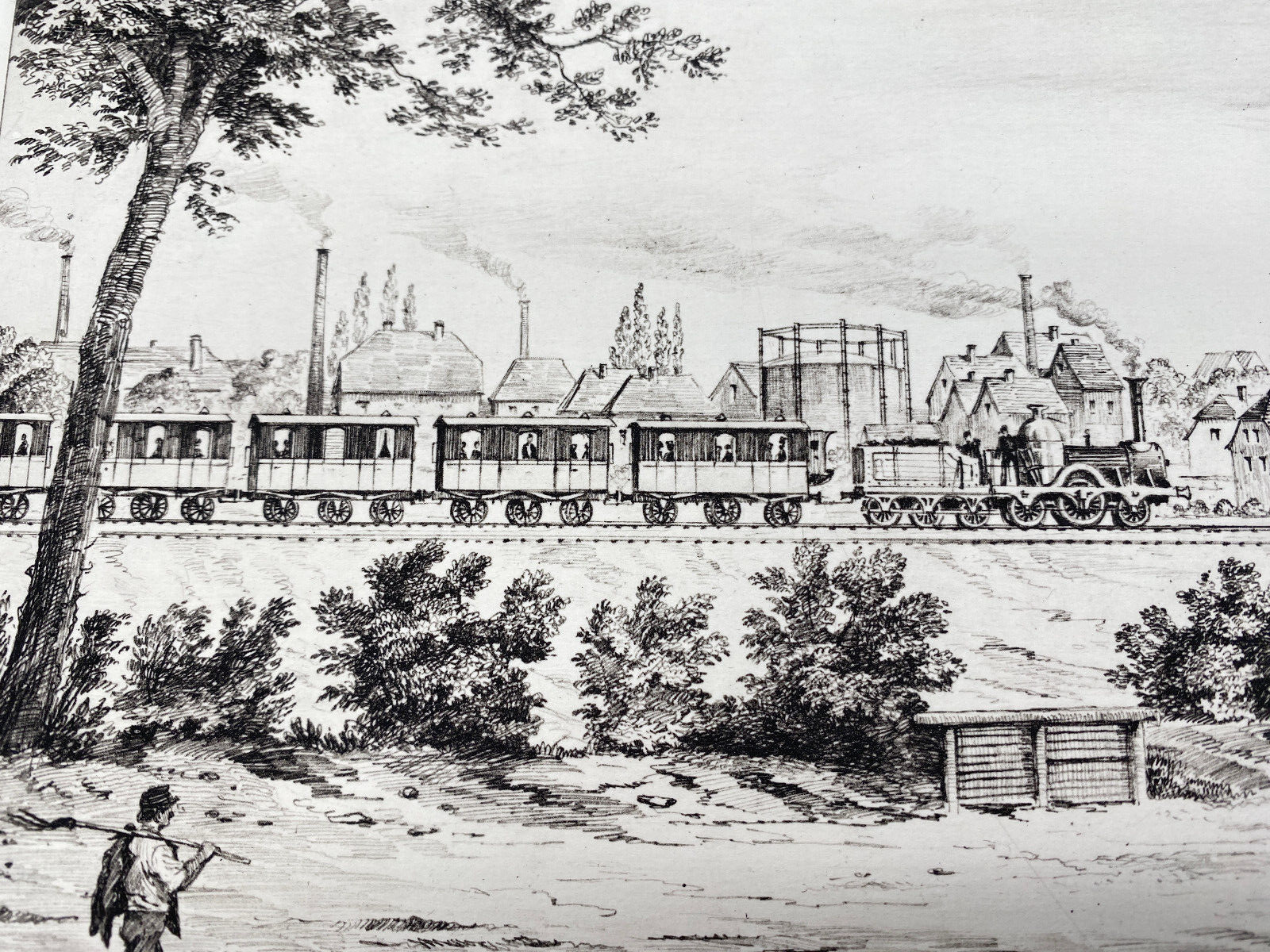 DEUTSCHER KÜNSTLER HEINZ WEHLISCH RADIERUNG  NEUMÜNSTER UM 1865