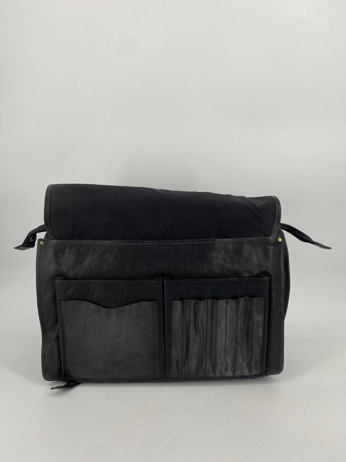 * VINTAGE IL BISONTE ECHT LEDER TASCHE SCHWARZ ITALY DESIGN