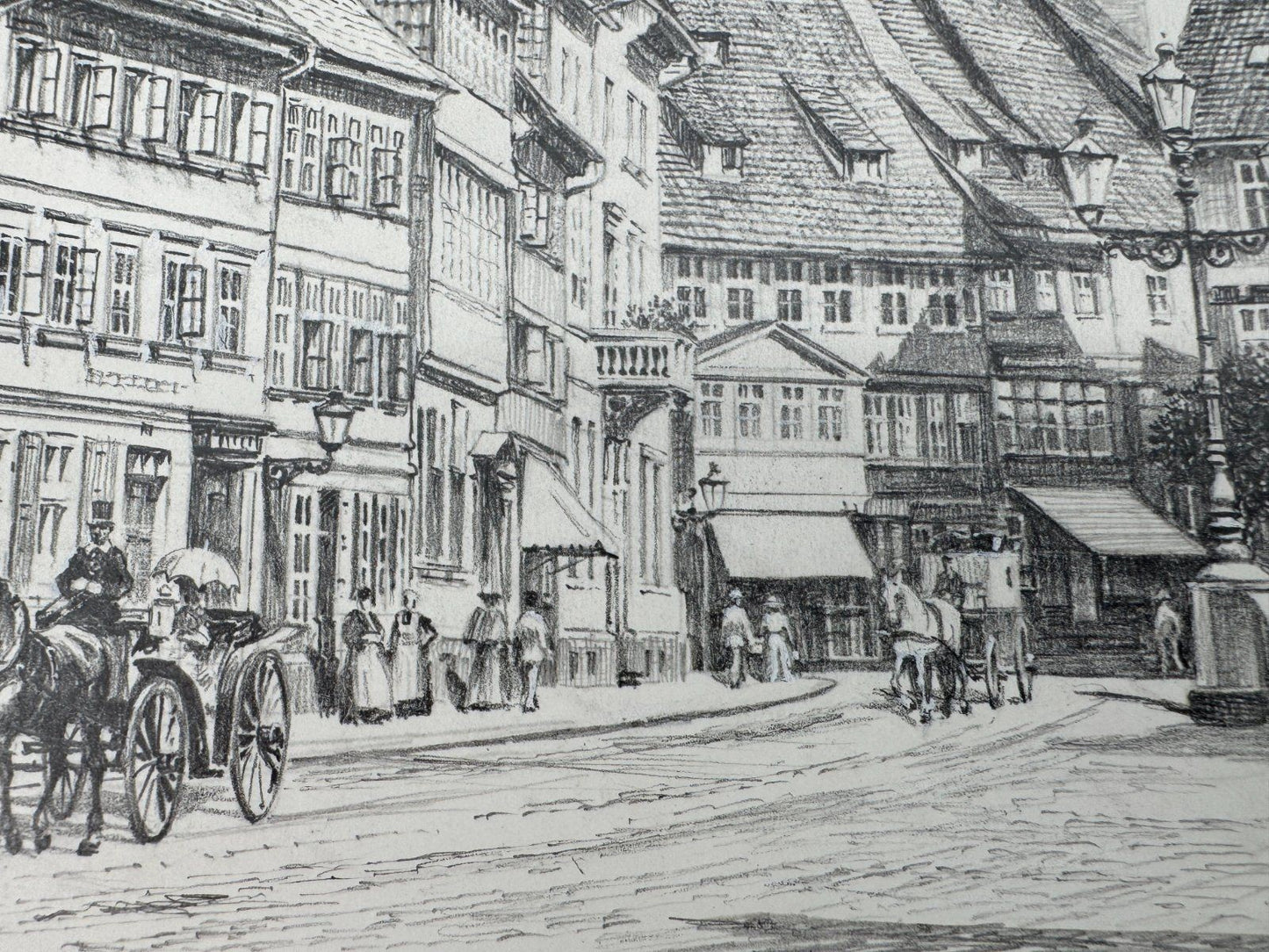 * HEINZ WEHLISCH ZEICHNUNG OSTERODE AM HARZ KORNMARKT 1880 ANSIC