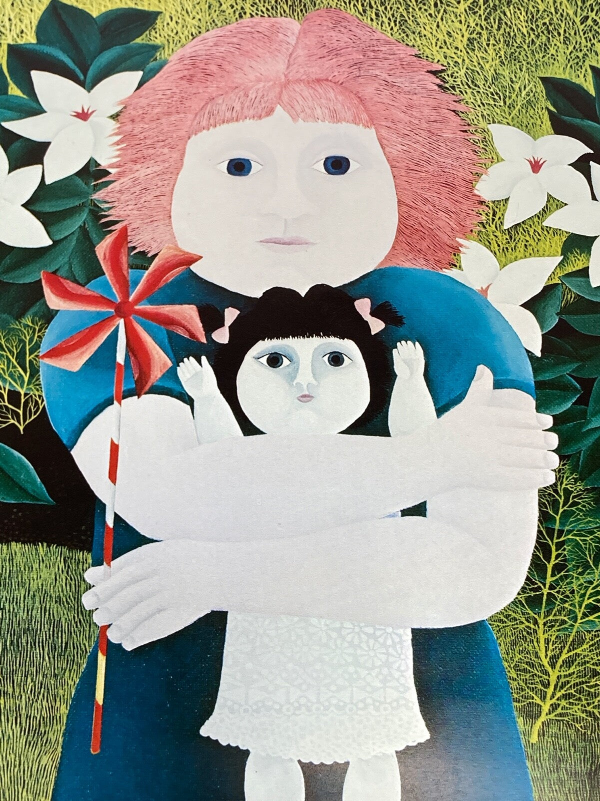 * BRUNO EPPLE POSTER PRINT MEINE PUPPE 1976 NAIVE MALEREI HANDSIGNIERT 50X69 CM