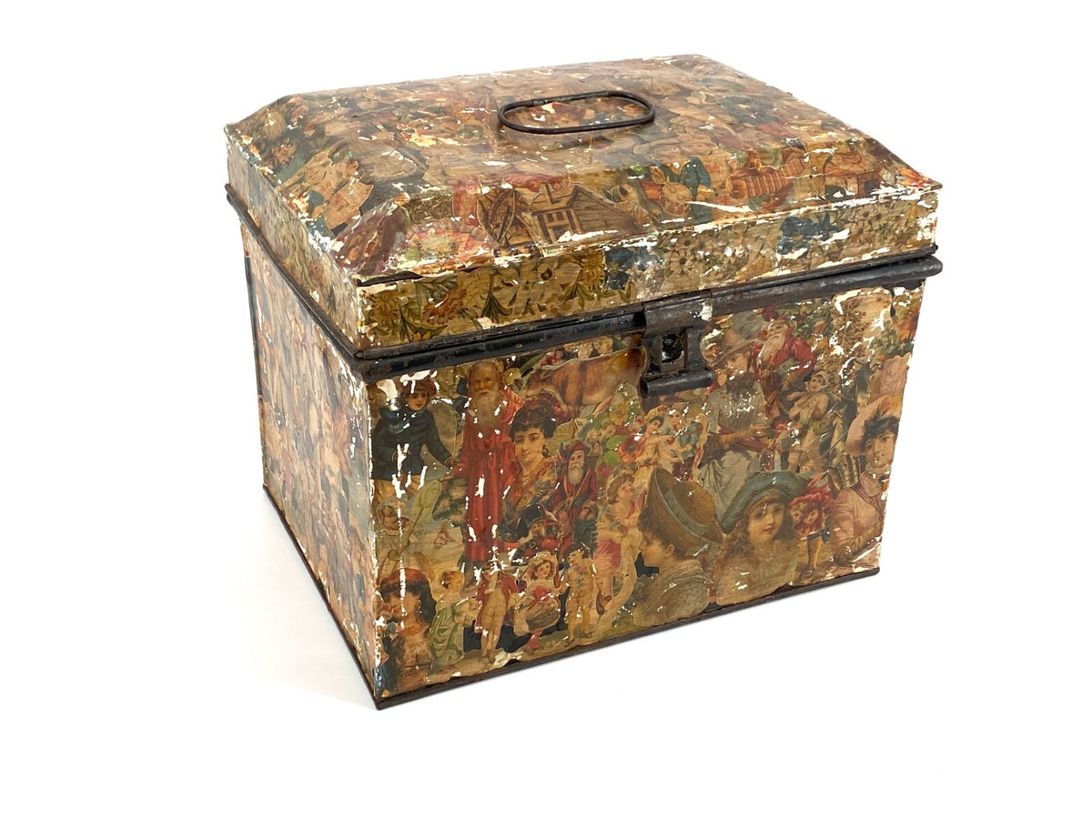 *METALL KISTE BOX BLECH ANTIK VINTAGE GROSS AUFBEWAHRUNG DECOUPAGE COLLAGE
