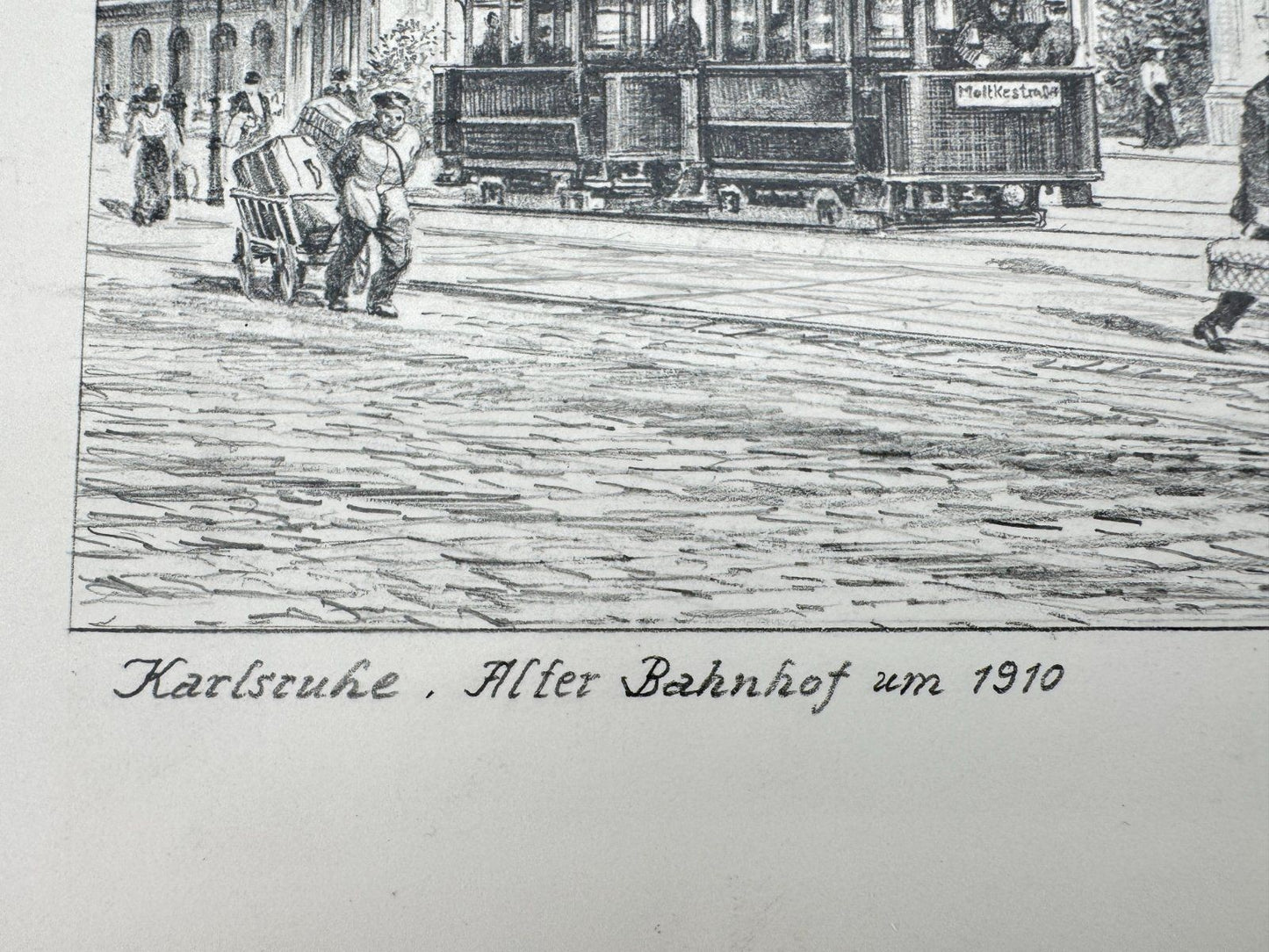* HEINZ WEHLISCH ZEICHNUNG KARLSRUHE ALTER BAHNHOF SIGNIERT