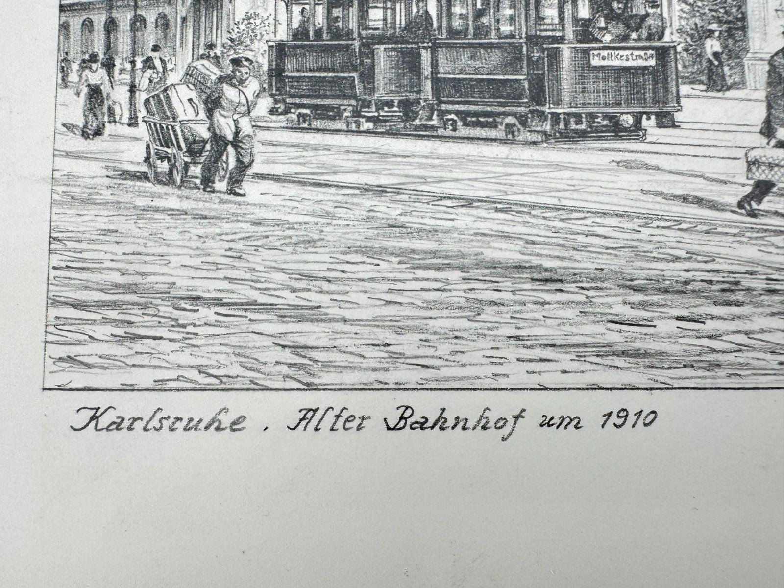* HEINZ WEHLISCH ZEICHNUNG KARLSRUHE ALTER BAHNHOF SIGNIERT