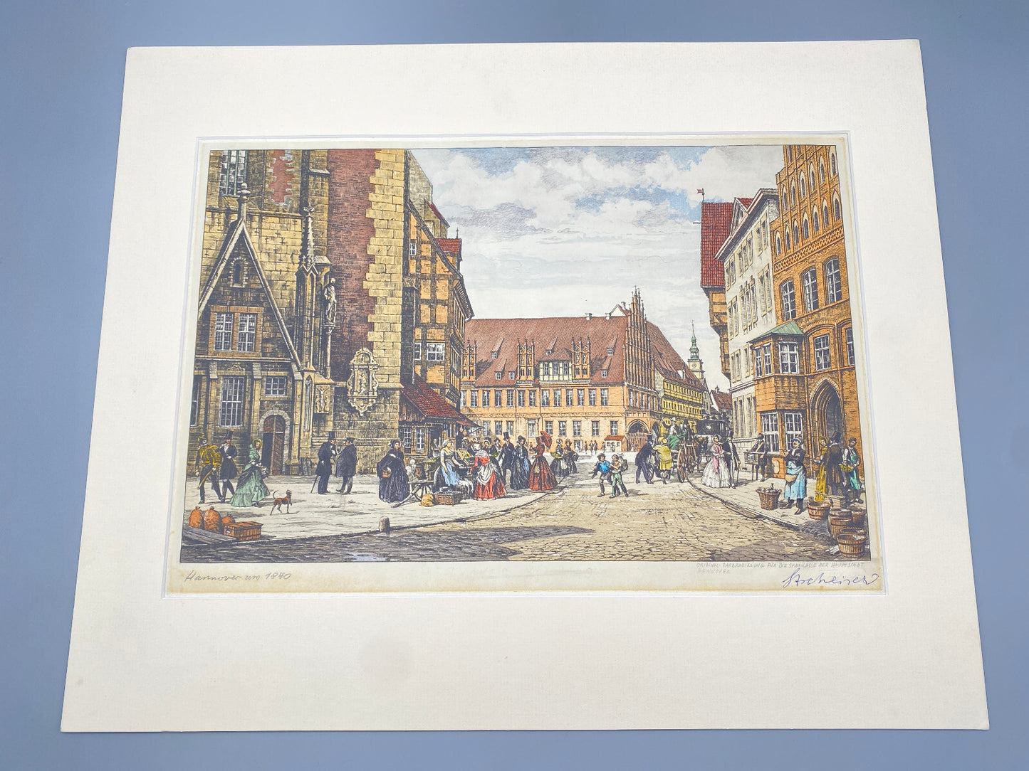 DEUTSCHER KÜNSTLER HEINZ WEHLISCH HANNOVER UM 1840 FARBRADIERUNG HANDSIGNIERT