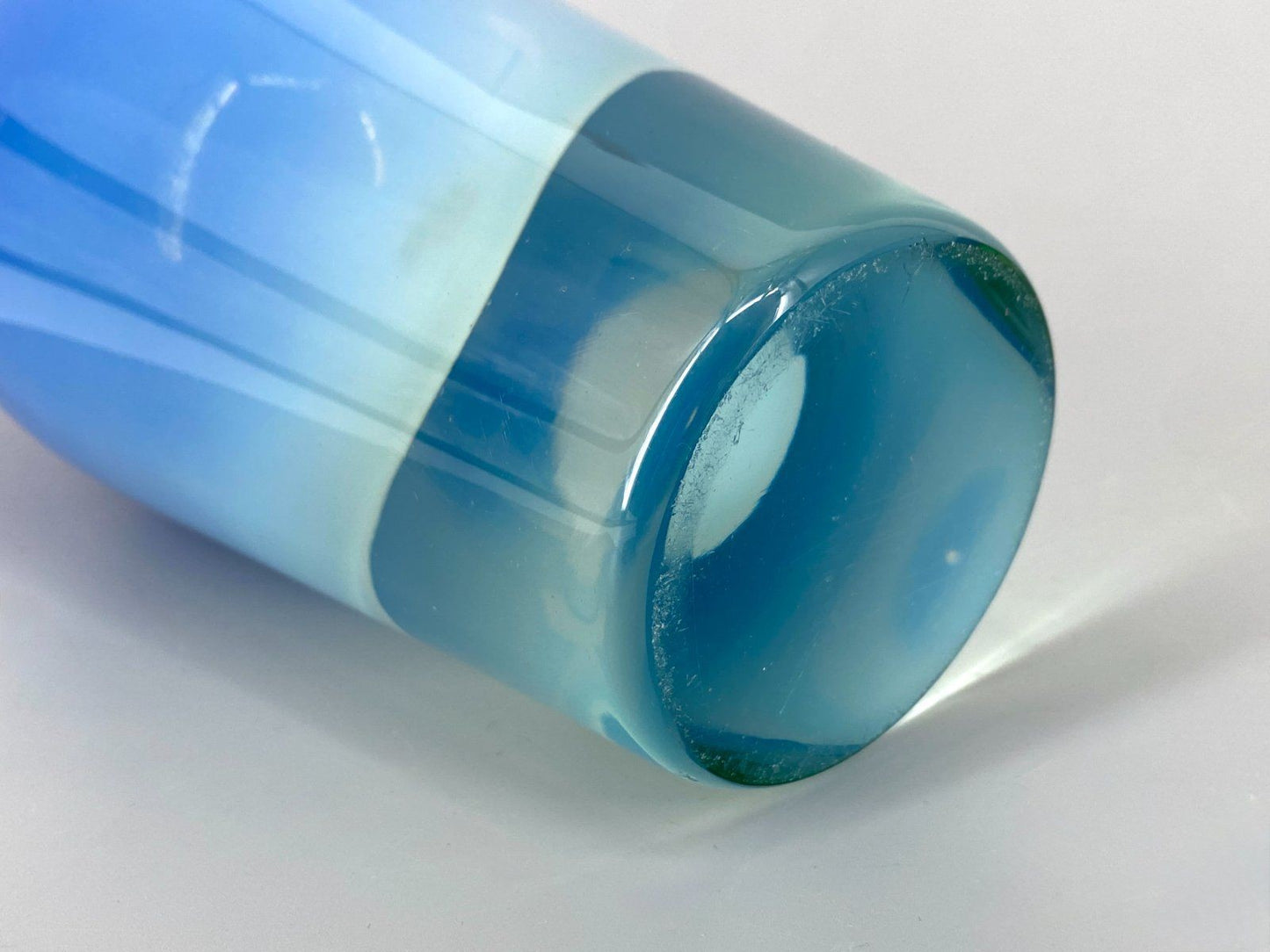 *GLASVASE MURANOGLAS VINTAGE LÄNGLICH 45CM AZURBLAU SPEKTAKULÄR