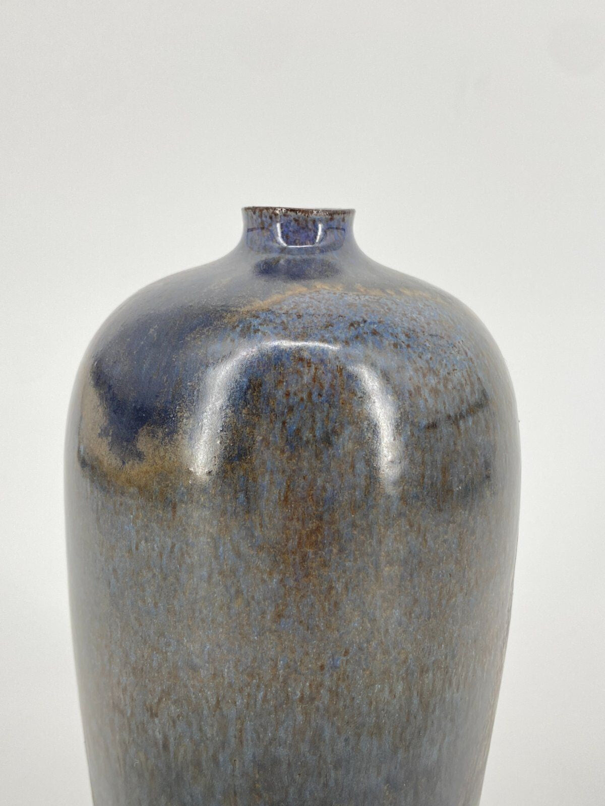 * STUDIOKERAMIK VASE GRAU BLAU BRAUN METALLIC "R" 16,5CM