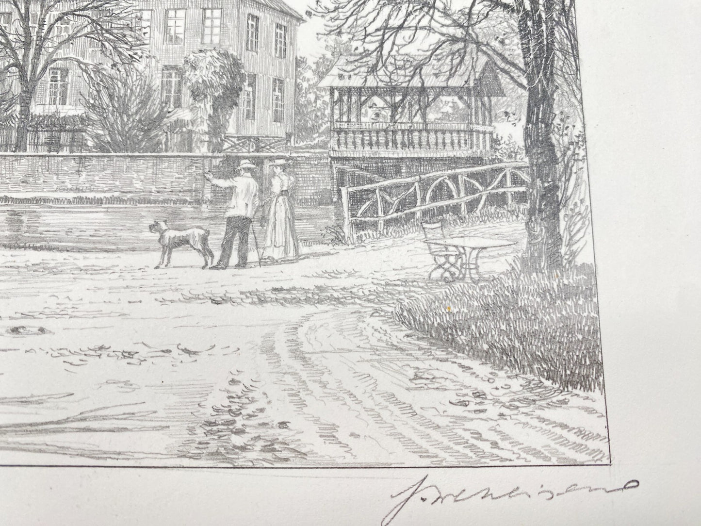 DEUTSCHER KÜNSTLER HEINZ WEHLISCH ZEICHNUNG SCHLOSS GRIMBERG HANDSIGNIERT