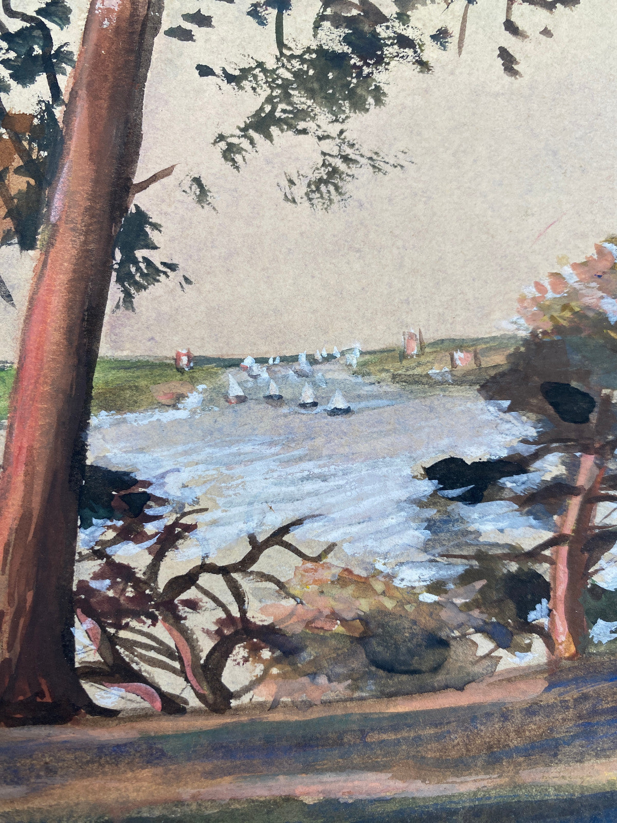 * AQUARELL OTTO ZIESKE 1902-1985 GRUNEWALDTURM HAVEL LANDSCHAFT KIEFERN UFER