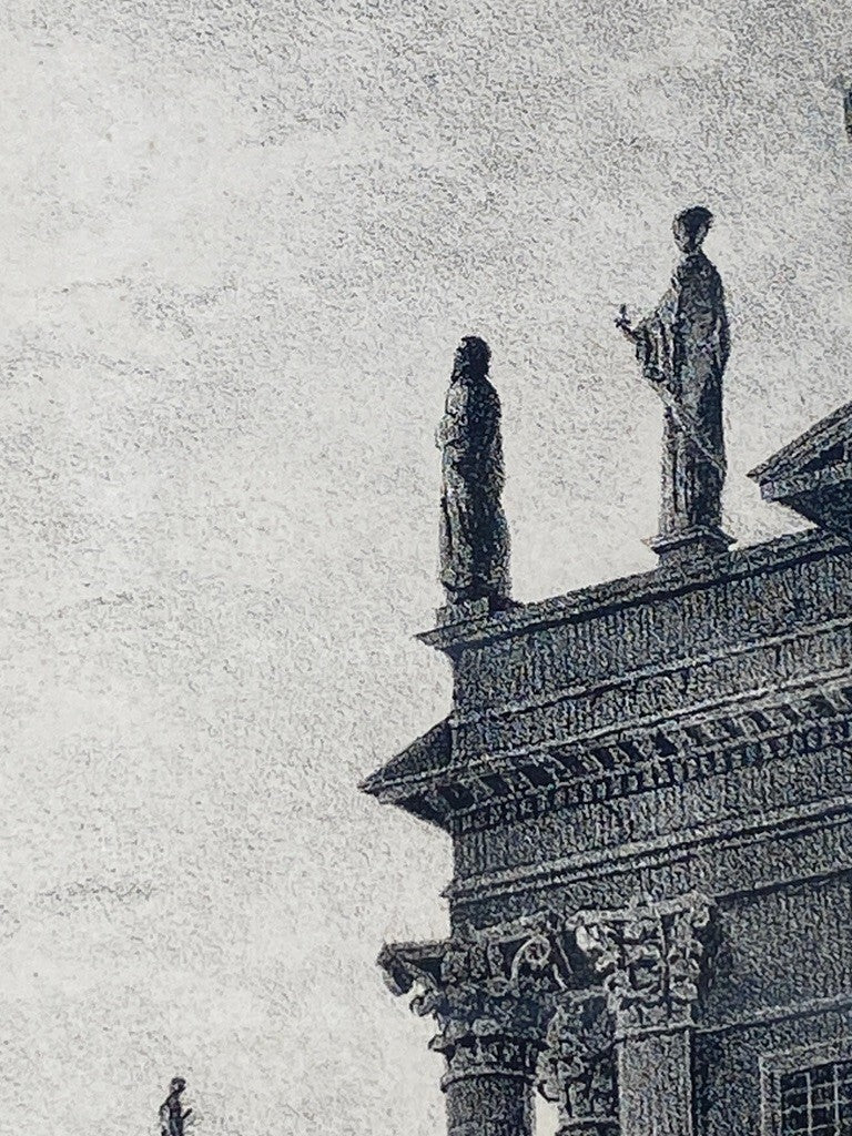 * ORIGINAL LITHOGRAFIE 1840 GENDARMENMARKT DOM SCHAUSPIELHAUS BERLIN ANTIK